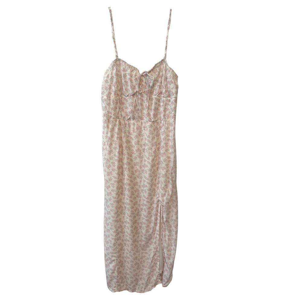 NWT Aeropostale Women's White and Pink Floral Cottagecore Midi Sundress‎ Size M